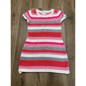 Est. 1989 Place Dress, Girl's Size Small, Pink Red White, Striped, Shirt Dress